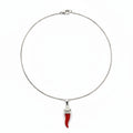 Collier Corne Porte-Bonheur en Argent 925 Émaillé Rouge – Gravures Baroques | CM Silver Jewels