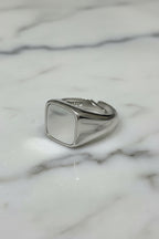 Anello Chevalier Quadrato in Argento 925 con Pietra Naturale – 3 Colori, Misura Regolabile | CM Silver Jewels