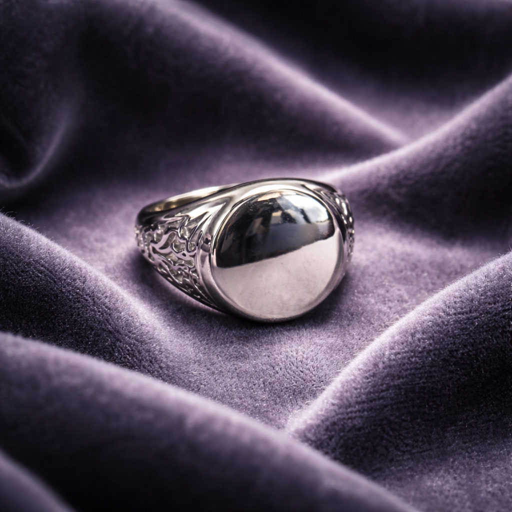 Chevalière en Argent 925 – Chatons Ovales et Gravures Arabesques | CM Silver Jewels