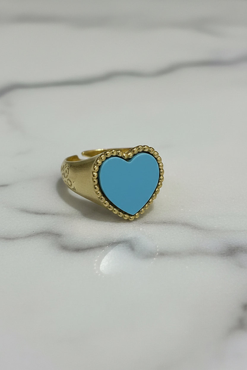 Anello Cuore in Argento 925 con Pietra – Disponibile in Più Colori | CM Silver Jewels