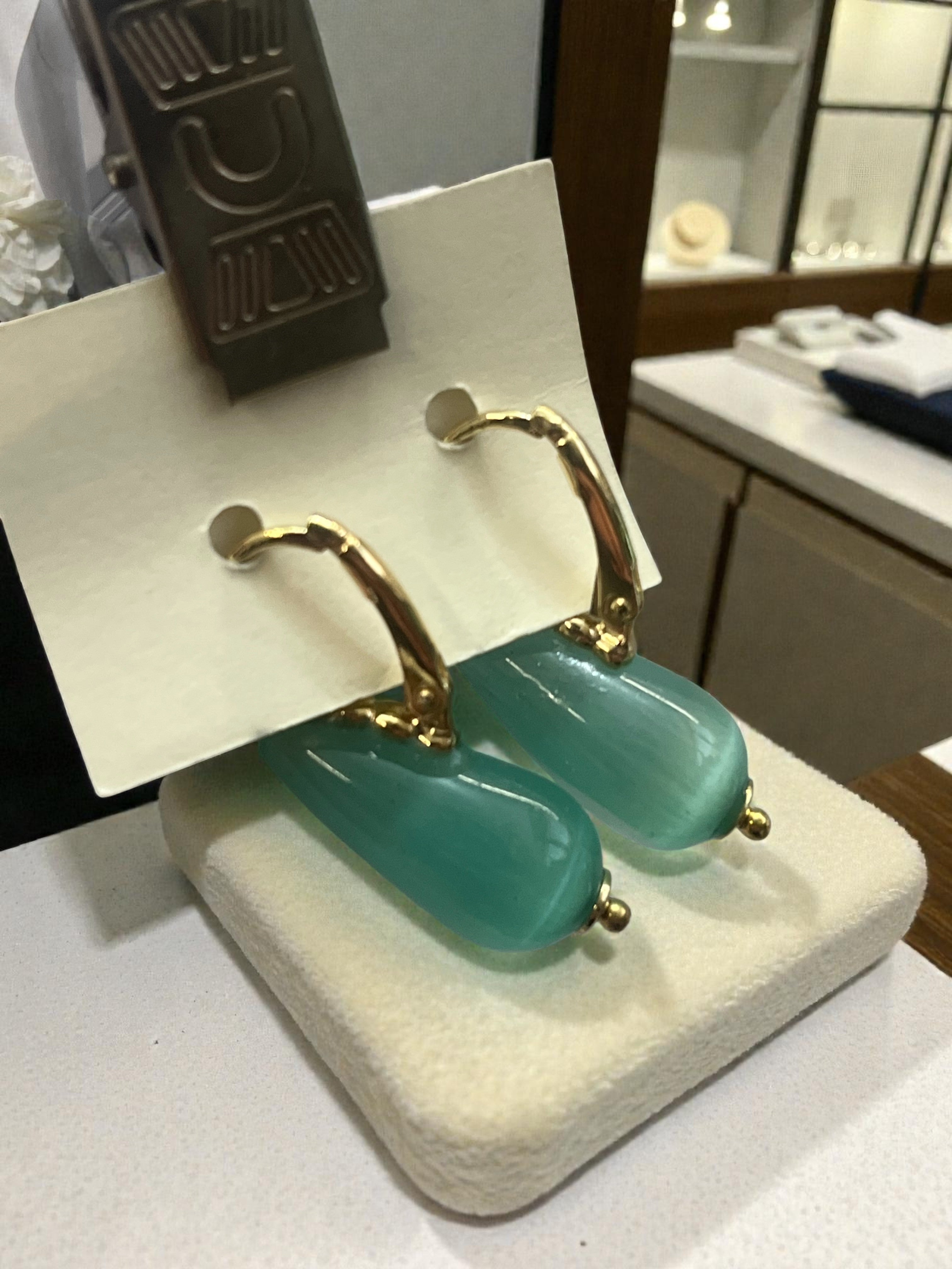 Orecchini Artigianali con Pietre Occhio di Gatto Verde e Argento 925