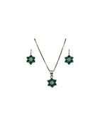 Set Collana e Orecchini Fiore in Argento 925 con Zirconi Verdi – Bambina - Gioielleria CM SILVER & JEWELS