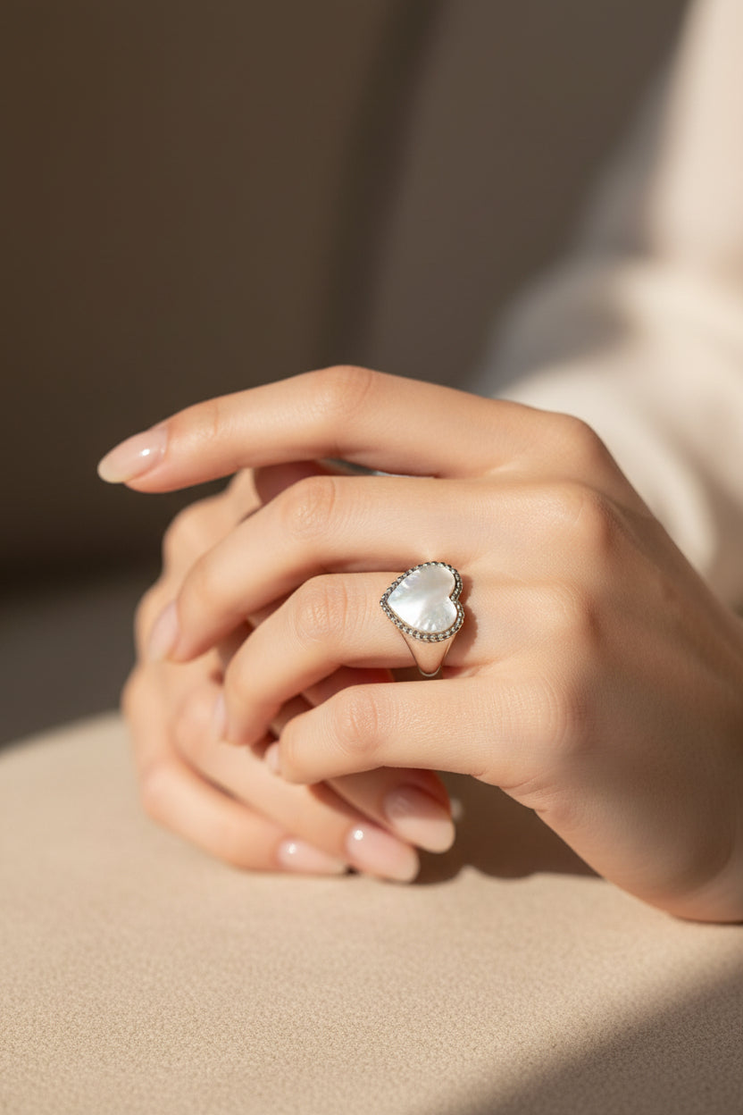 Anello Cuore in Argento 925 con Pietra – Disponibile in Più Colori | CM Silver Jewels