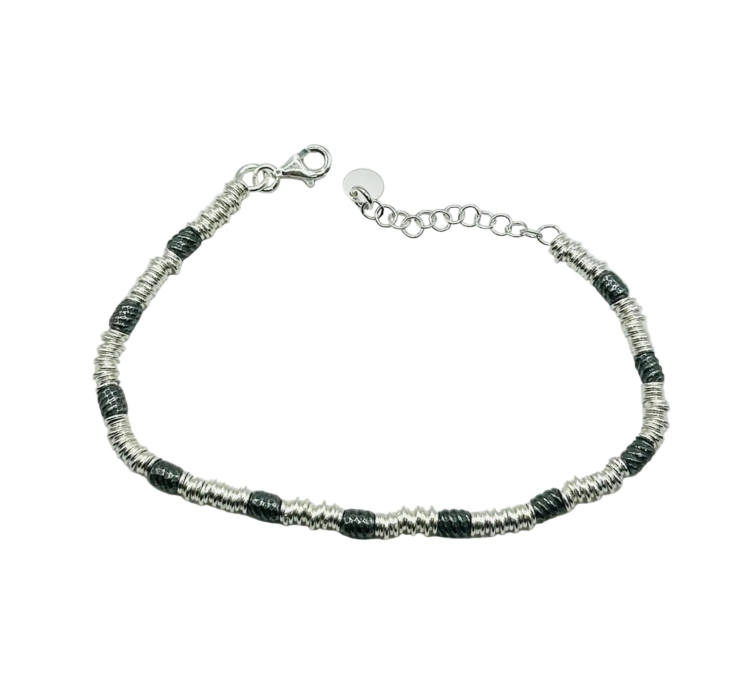 Bracciale Unisex Argento 925 Brunito Regolabile – Design Contemporaneo