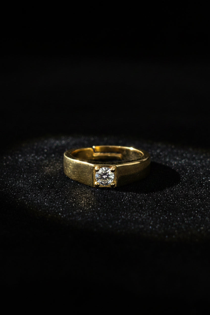 925 Sterling Silver Gold Plated Ring – White or Black Zircon