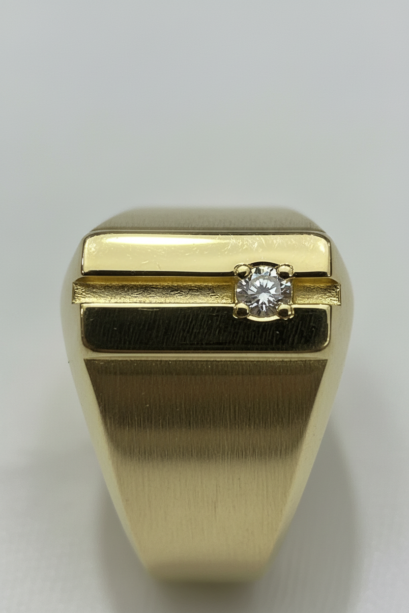 Anello Uomo in Argento 925 Dorato – Misura Regolabile, Design Unico | CM Silver Jewels