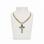 Set Collana in Argento 925 Placcato Oro con Croce Bicolore – 50 cm, 5 mm | CM Silver Jewels