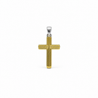 Crocetta Crocifisso in Oro 18kt Bicolore Oro Giallo e Oro Bianco – 30×15mm | CM Silver Jewels
