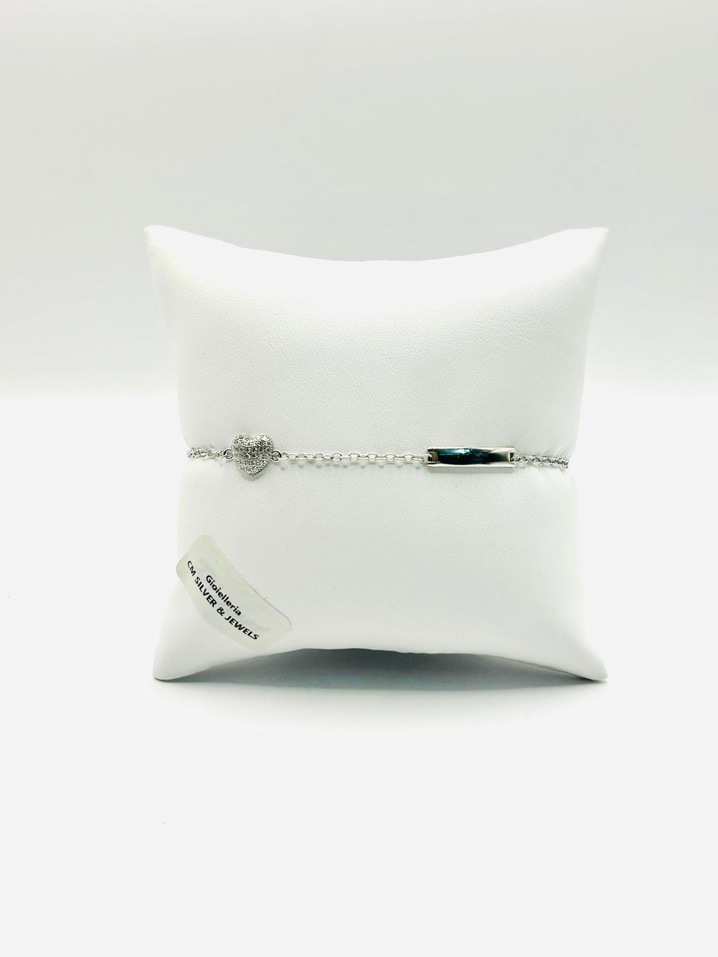 925 Silver Girls' Bracelet with Heart and Tag - 16 cm (with 3 cm extension) - Elegance and Sweetness at an Unmissable Price