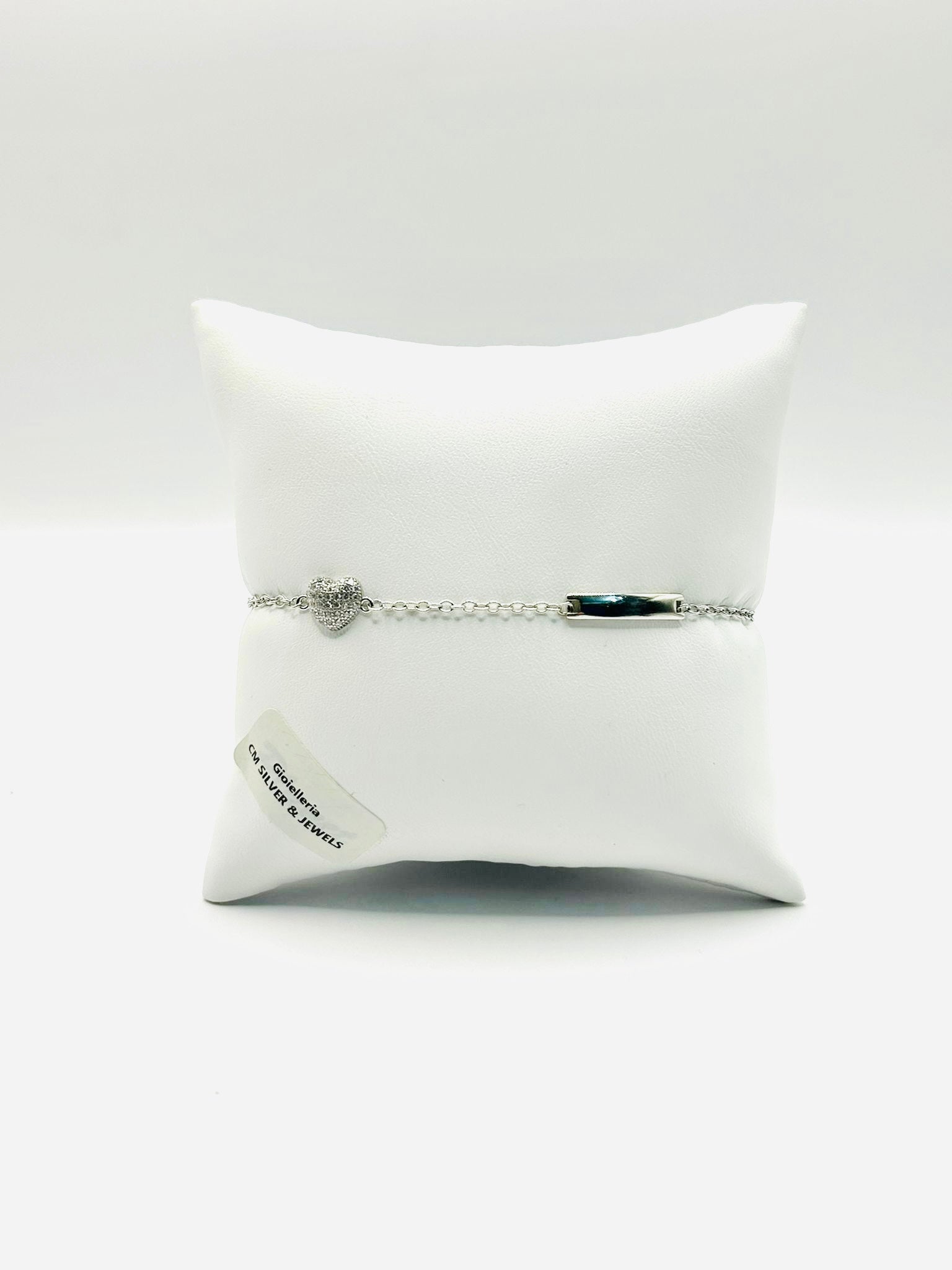 925 Silver Girls' Bracelet with Heart and Tag - 16 cm (with 3 cm extension) - Elegance and Sweetness at an Unmissable Price