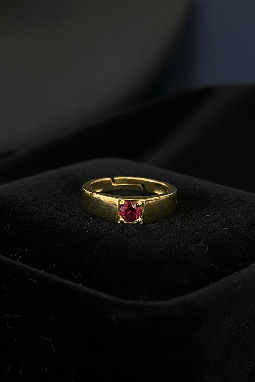 925 Sterling Silver Gold Plated Ring – White or Black Zircon