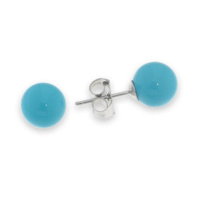 Orecchini con Perla Madreperlata Turchese a Sfera | CM Silver Jewels
