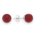 Orecchini a Lobo con Pietra Rossa da 8 mm | CM Silver Jewels