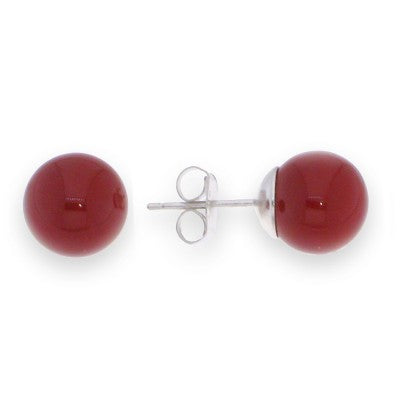 Orecchini a Lobo con Pietra Rossa da 8 mm | CM Silver Jewels
