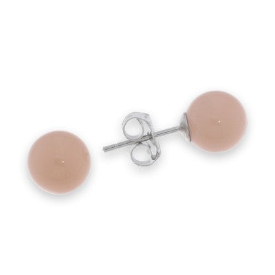 Orecchini con Perla Madreperlata Rosa a Sfera da 8 mm | CM Silver Jewels