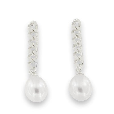 Orecchini Pendenti a Catena con Perla in Argento 925 | CM Silver Jewels