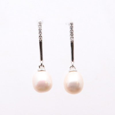 Orecchini Pendenti con Perla e Zirconi in Argento 925 | CM Silver Jewels
