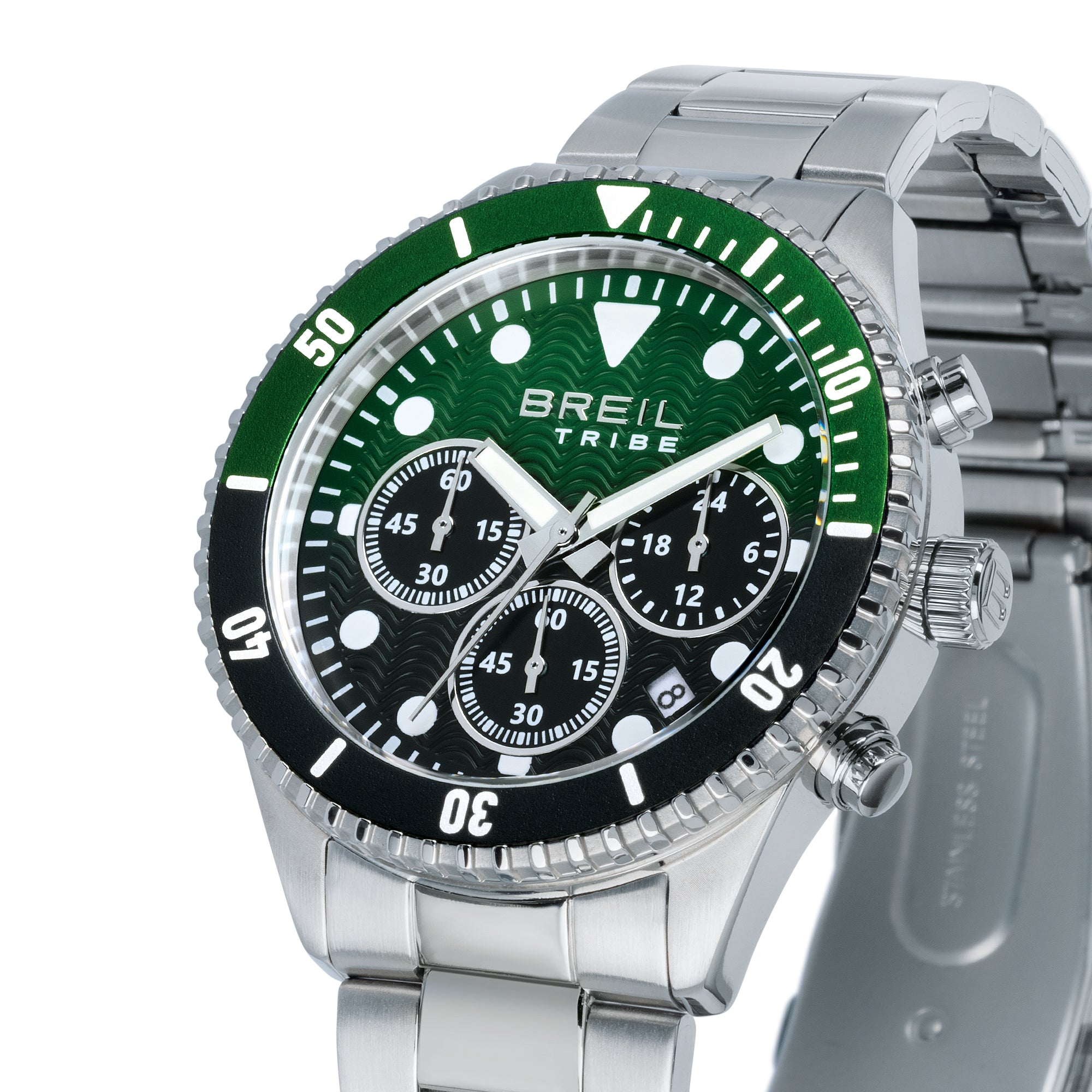 Orologio Breil Overhand EW0763 – Cronografo, Quadrante Nero/Verde, Acciaio, 100m | CM Silver Jewels