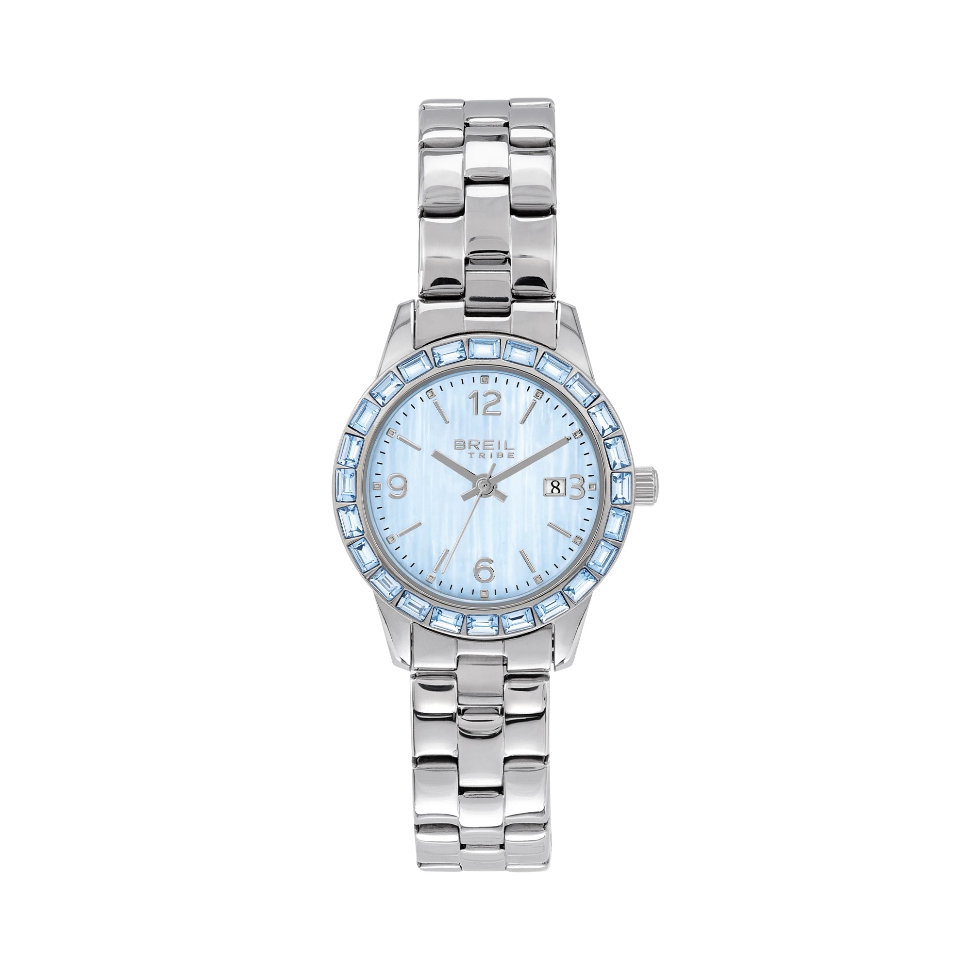 Orologio Breil Glow and Go EW0823 – Madreperla Ice Blue, Cristalli Baguette, Cassa 30mm | CM Silver Jewels