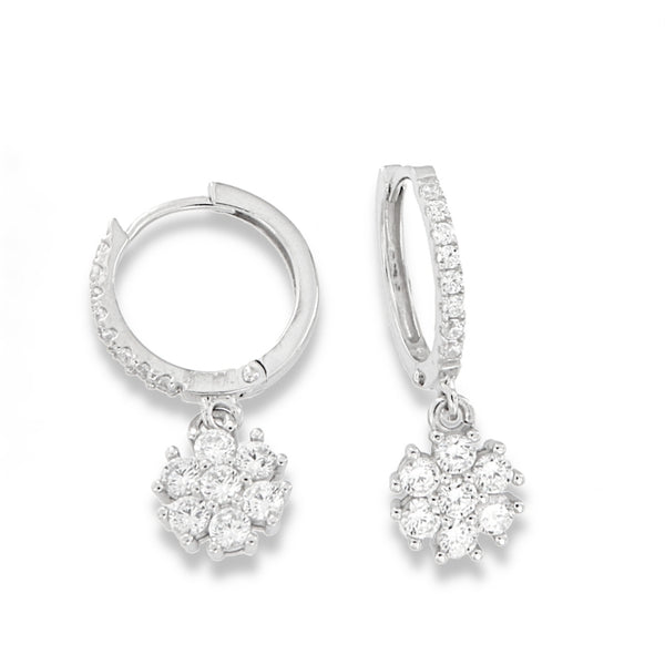 Orecchini Creoli in Argento 925 con Zirconia Cubica Bianca – 2,5 cm | CM Silver Jewels