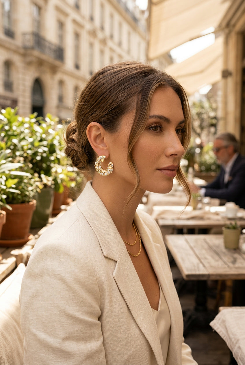 Orecchini in Argento 925 Placcato Oro con Pietre Trasparenti | CM Silver Jewels