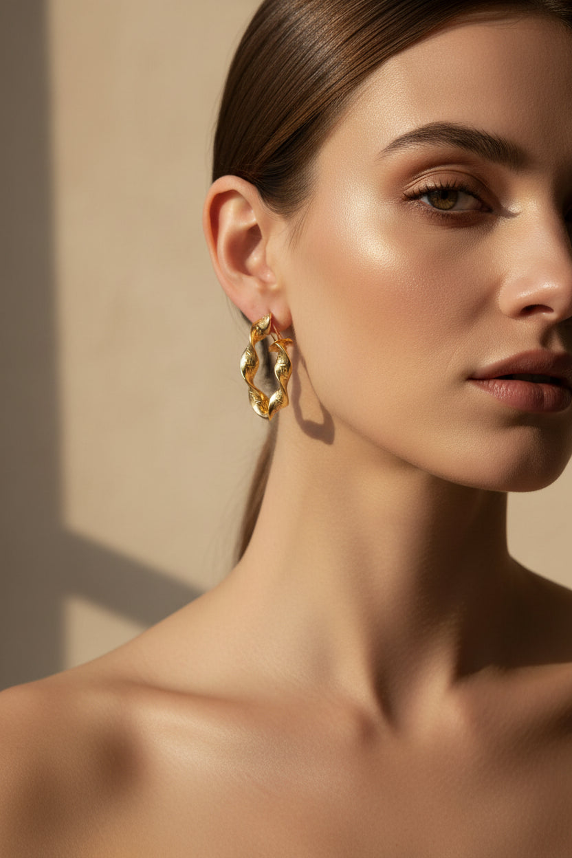 Boucles d'oreilles en Argent 925 Plaqué Or – 40mm | CM Silver Jewels