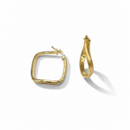 Orecchini a Cerchio Quadrato in Oro 18 Carati – 30 mm, Spessore 4 mm | CM Silver Jewels