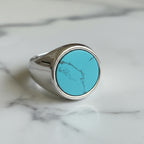 Anello Chevalier in Argento 925 con Pietra Naturale – 5 Colori, Misura Regolabile | CM Silver Jewels