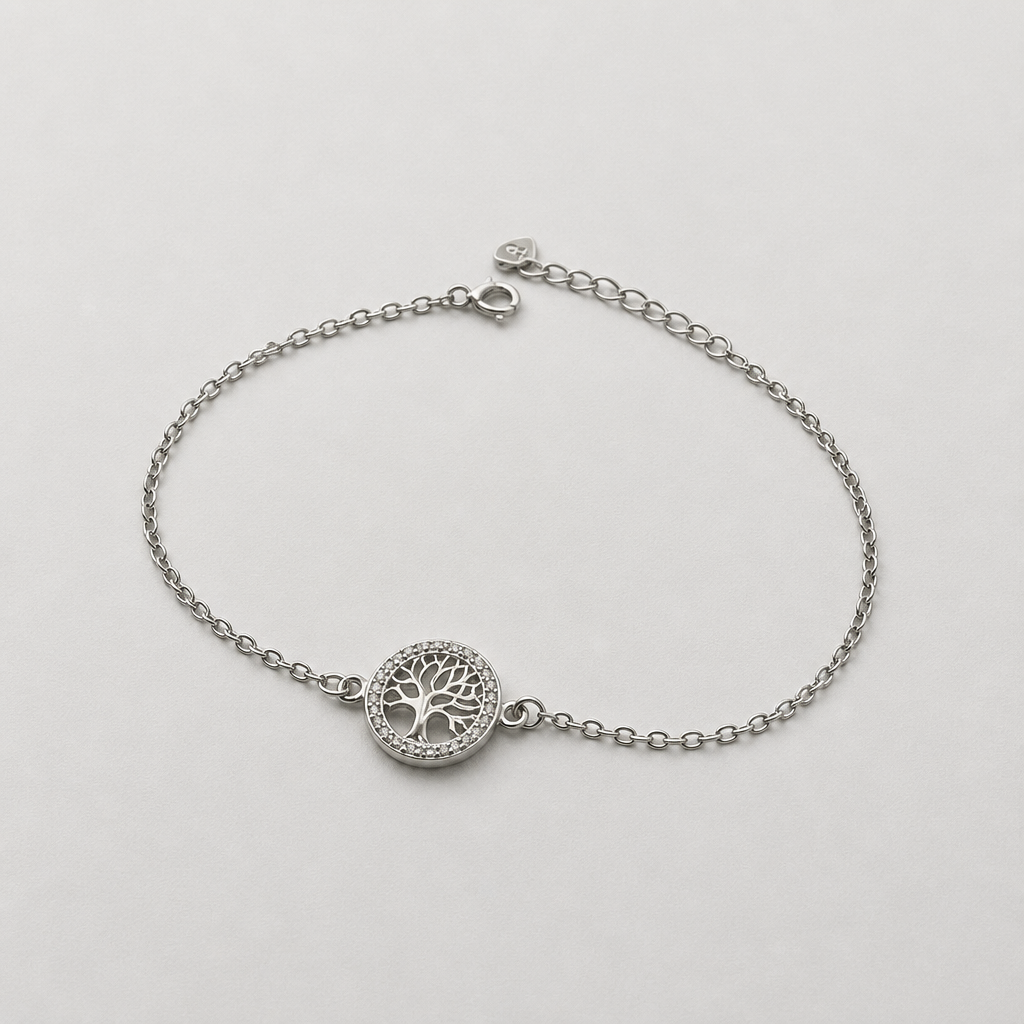 Bracciale Donna in Argento 925 Albero della Vita con Zirconi – 20 cm Regolabile | CM Silver Jewels