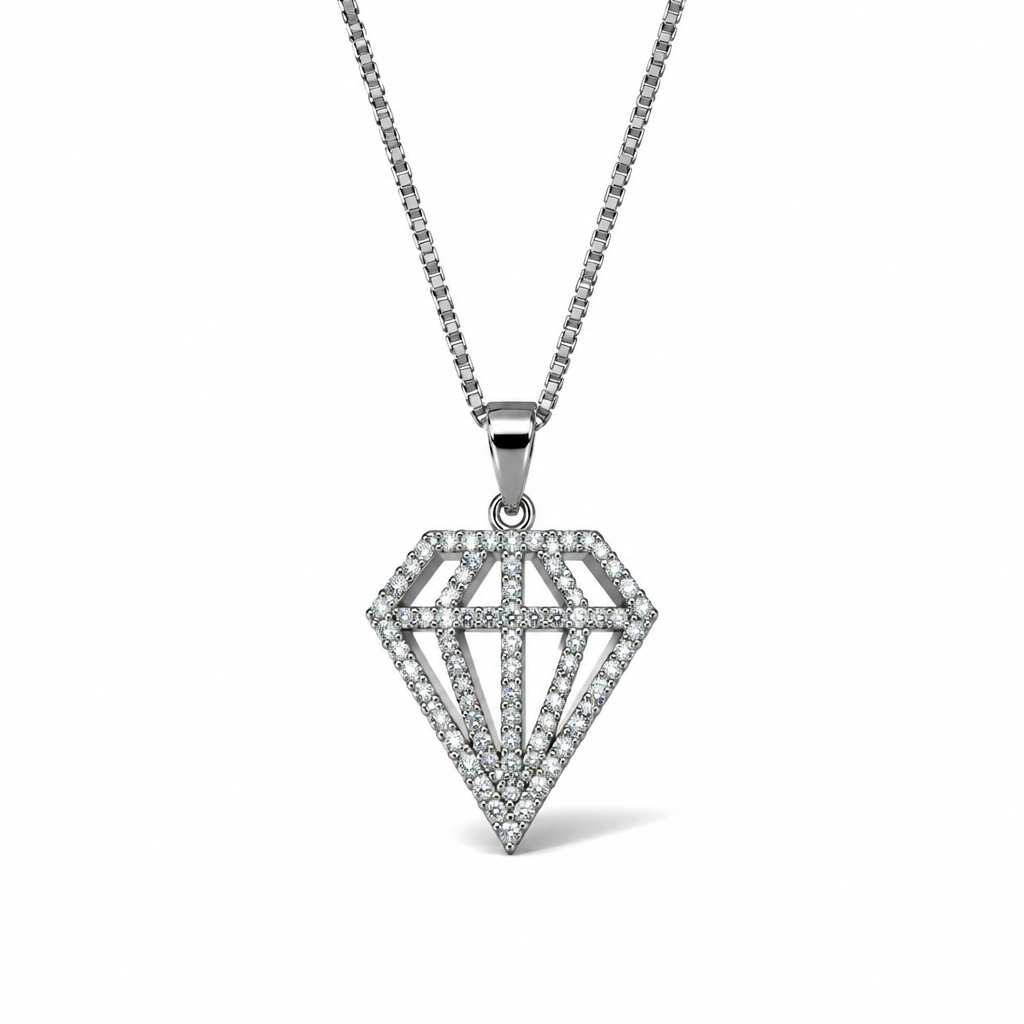 Collana Veneziana in Argento 925 con Pendente a Forma di Diamante 45 cm | CM Silver Jewels