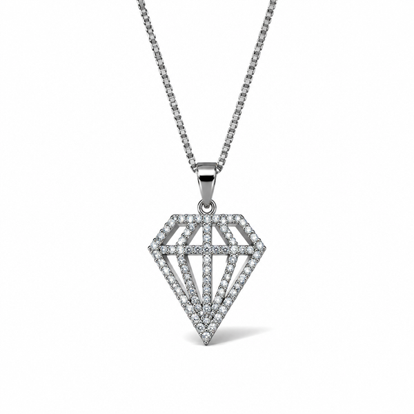 Collana Veneziana in Argento 925 con Pendente a Forma di Diamante 45 cm | CM Silver Jewels