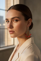 Orecchini a Goccia in Argento 925 con Corallo Rosso e Cristalli Antracite | CM Silver Jewels