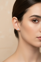 Boucles d'oreilles Puces d'Oreilles en Argent 925 Plaqué Or avec Zircon | CM Silver Jewels