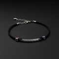 Bracelet en Argent 925 avec Cordon et Barre Zircons – 4 Couleurs | CM Silver Jewels