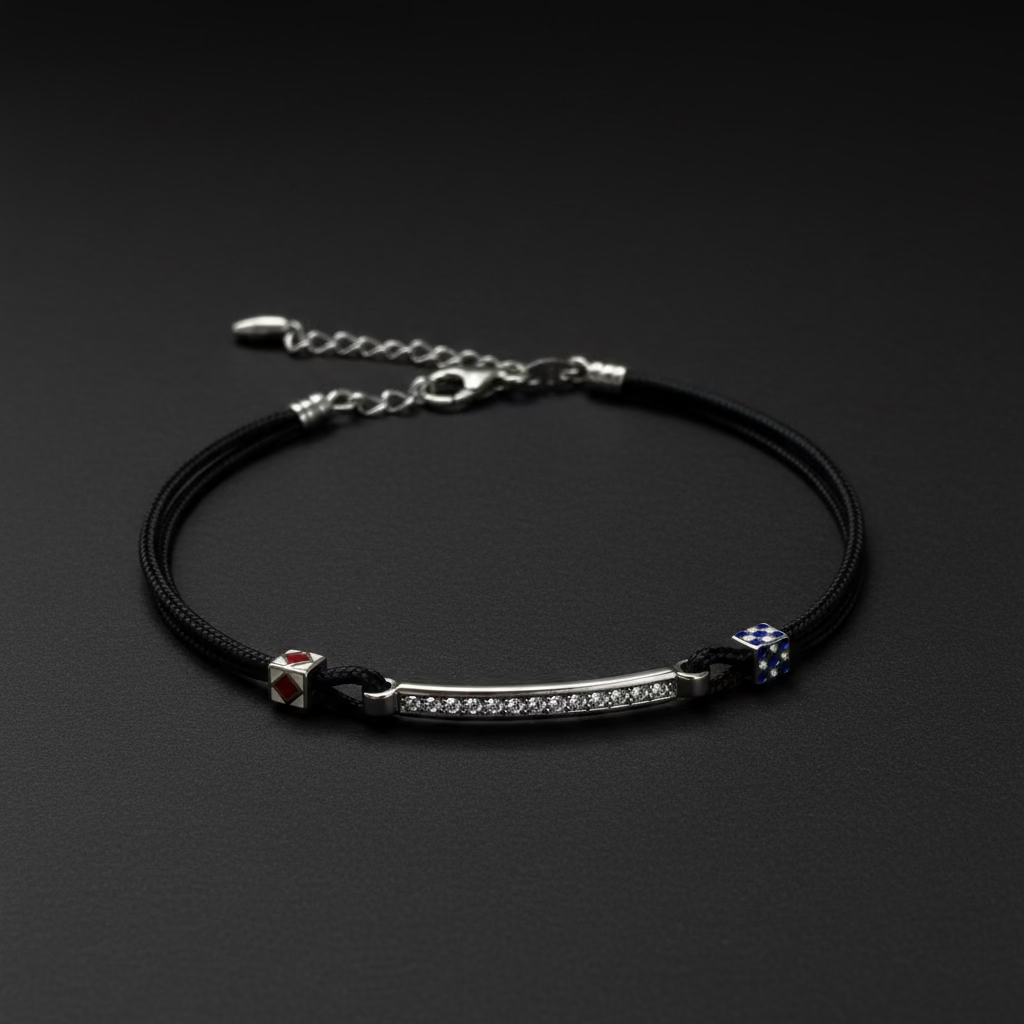 Bracciale in Argento 925 con Cordino e Barra Zirconi – 4 Colori | CM Silver Jewels