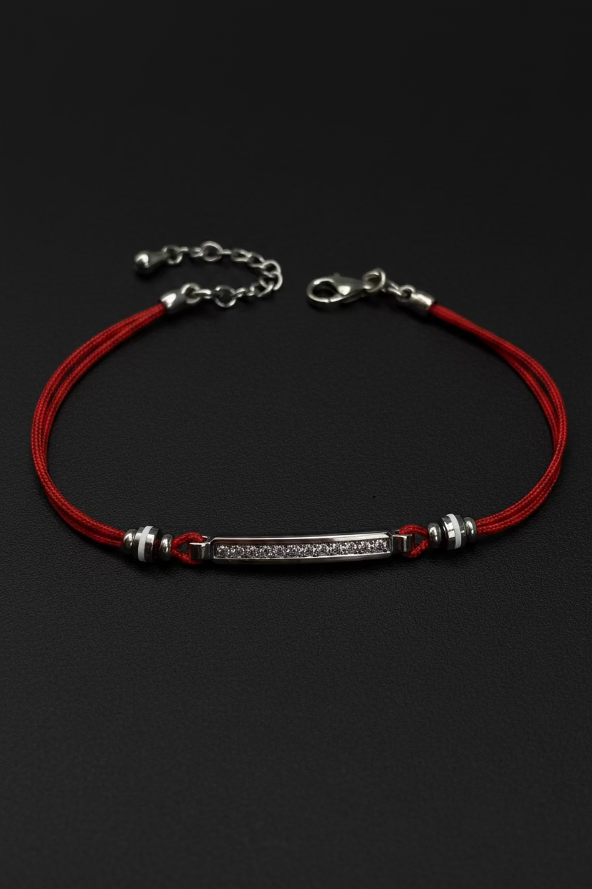 Bracciale in Argento 925 con Cordino e Barra Zirconi – 4 Colori | CM Silver Jewels