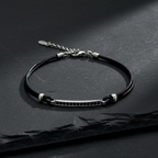 Bracelet en Argent 925 avec Cordon et Barre Zircons – 4 Couleurs | CM Silver Jewels