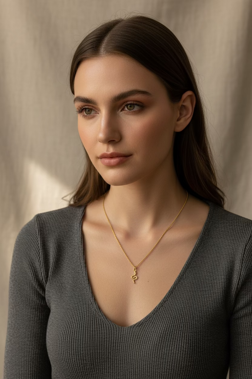 Gold Plated 925 Sterling Silver Snake Pendant Necklace – 45 cm | CM Silver Jewels