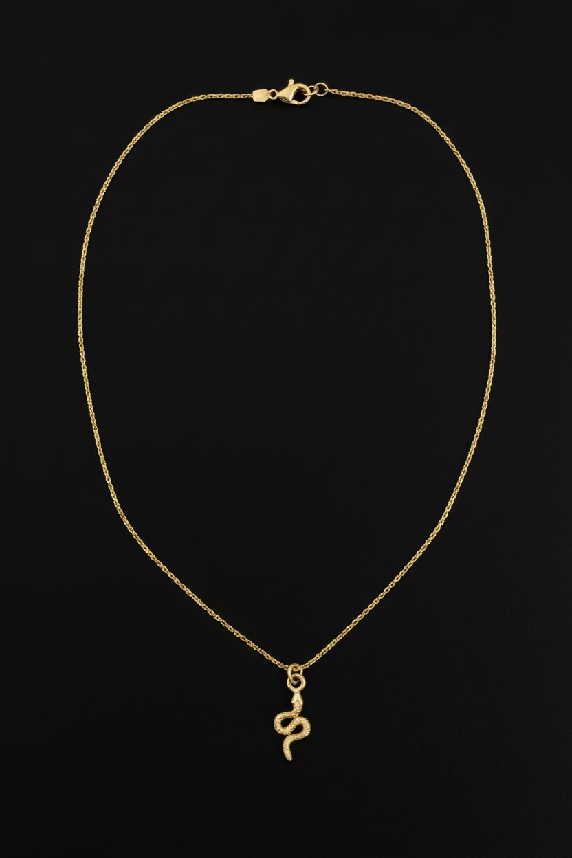 Gold Plated 925 Sterling Silver Snake Pendant Necklace – 45 cm | CM Silver Jewels