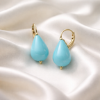 925 Sterling Silver Gold Plated Teardrop Dangle Earrings with Turquoise – 3 cm | CM Silver Jewels