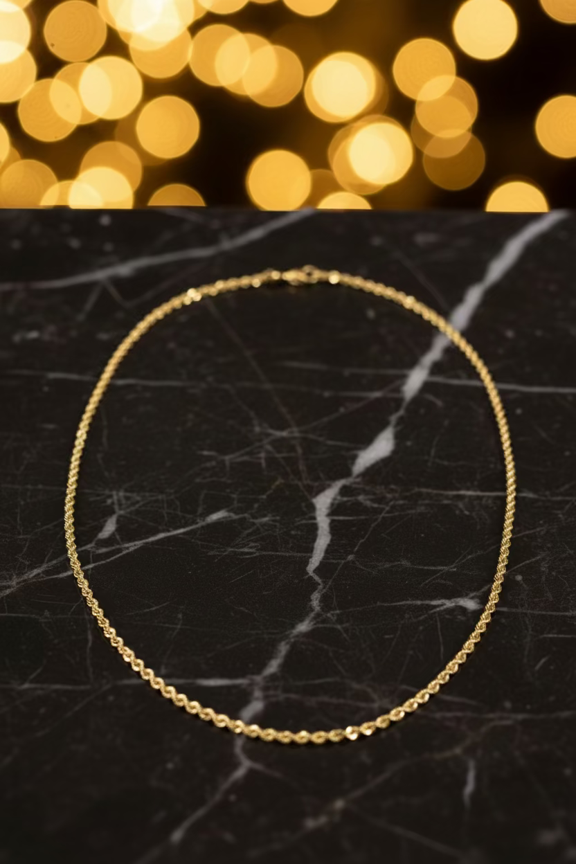 Collier maille corde / torsadée en Or 18K – 45 cm | CM Silver Jewels