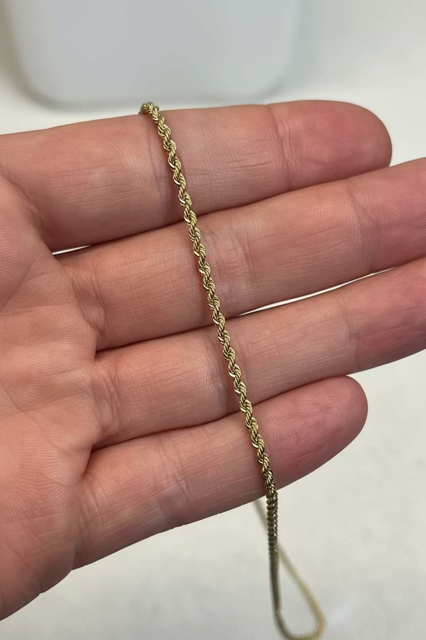 Collier maille corde / torsadée en Or 18K – 45 cm | CM Silver Jewels
