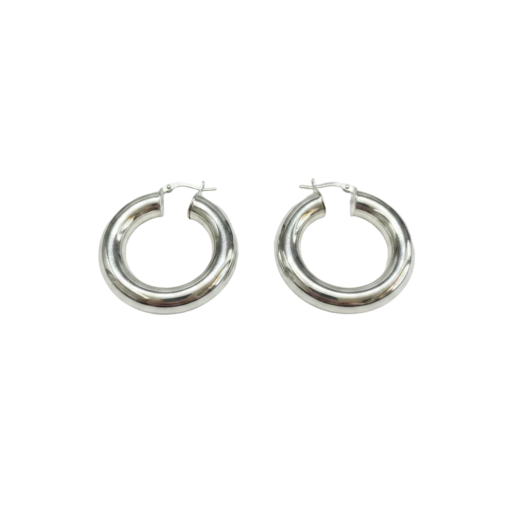 Orecchini Creole Chunky in Argento 925 Lucido – 3,5 cm | CM Silver Jewels