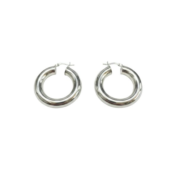 Orecchini Creole Chunky in Argento 925 Lucido – 3,5 cm | CM Silver Jewels