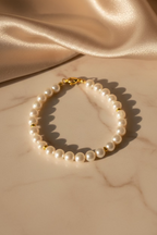 Bracciale con Perle e Dettagli Dorati in Argento 925 – 18 cm | CM Silver Jewels