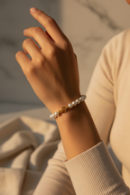Bracciale con Perle e Dettagli Dorati in Argento 925 – 18 cm | CM Silver Jewels