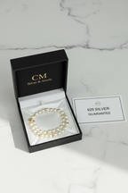 Bracciale con Perle e Dettagli Dorati in Argento 925 – 18 cm | CM Silver Jewels