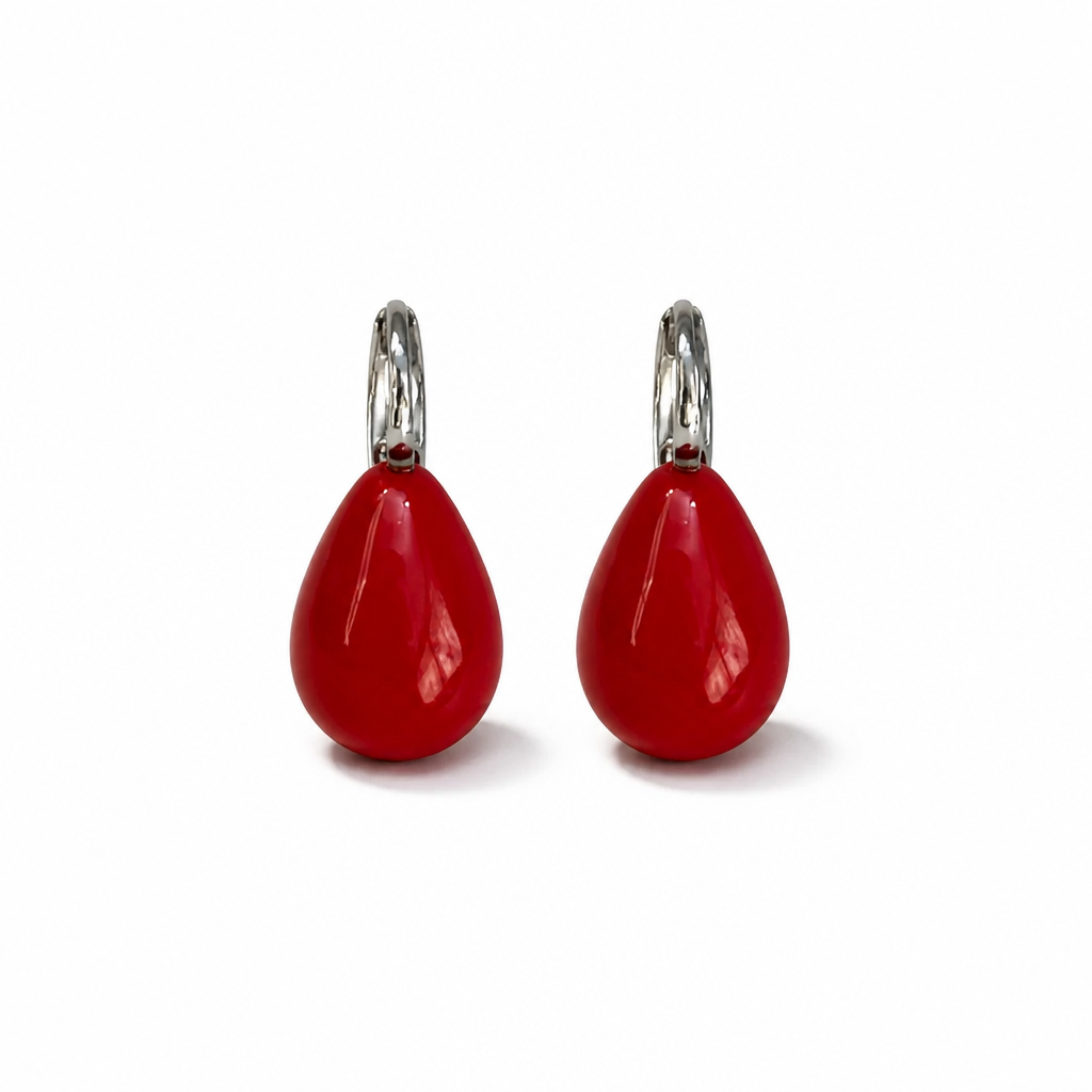 Orecchini a Goccia in Corallo Rosso con Monachella in Argento 925 | CM Silver Jewels