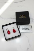 Orecchini a Goccia in Corallo Rosso con Monachella in Argento 925 | CM Silver Jewels
