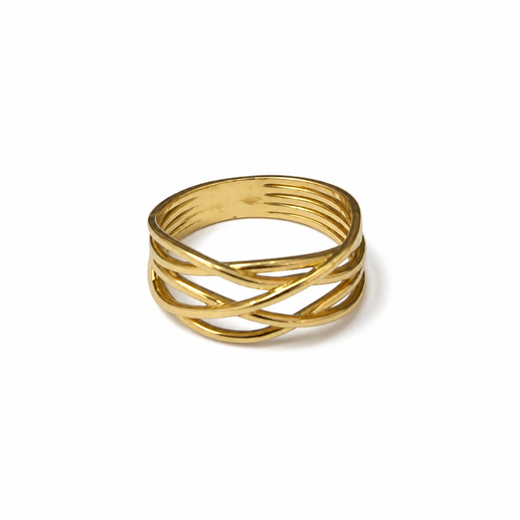 Anello in Oro 18k a Fili Intrecciati Donna – Misura 15 ITA | CM Silver Jewels